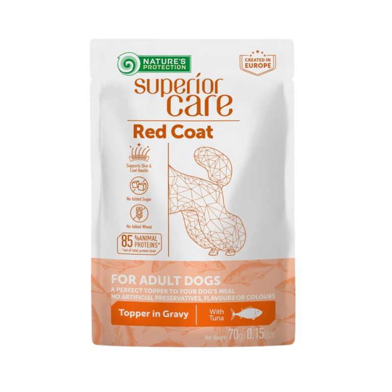Ushqim i njomë me peshk ton për qentë me gëzof kaf – Natures Protection (70 g)