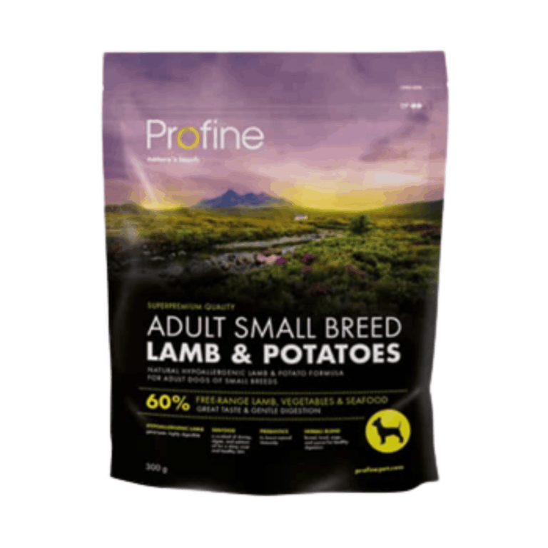 Ushqim me mish qengji për qentë e rritur të racave të vogla – Profine Adult Small Breed Lamb & Potatoes (300 gr)
